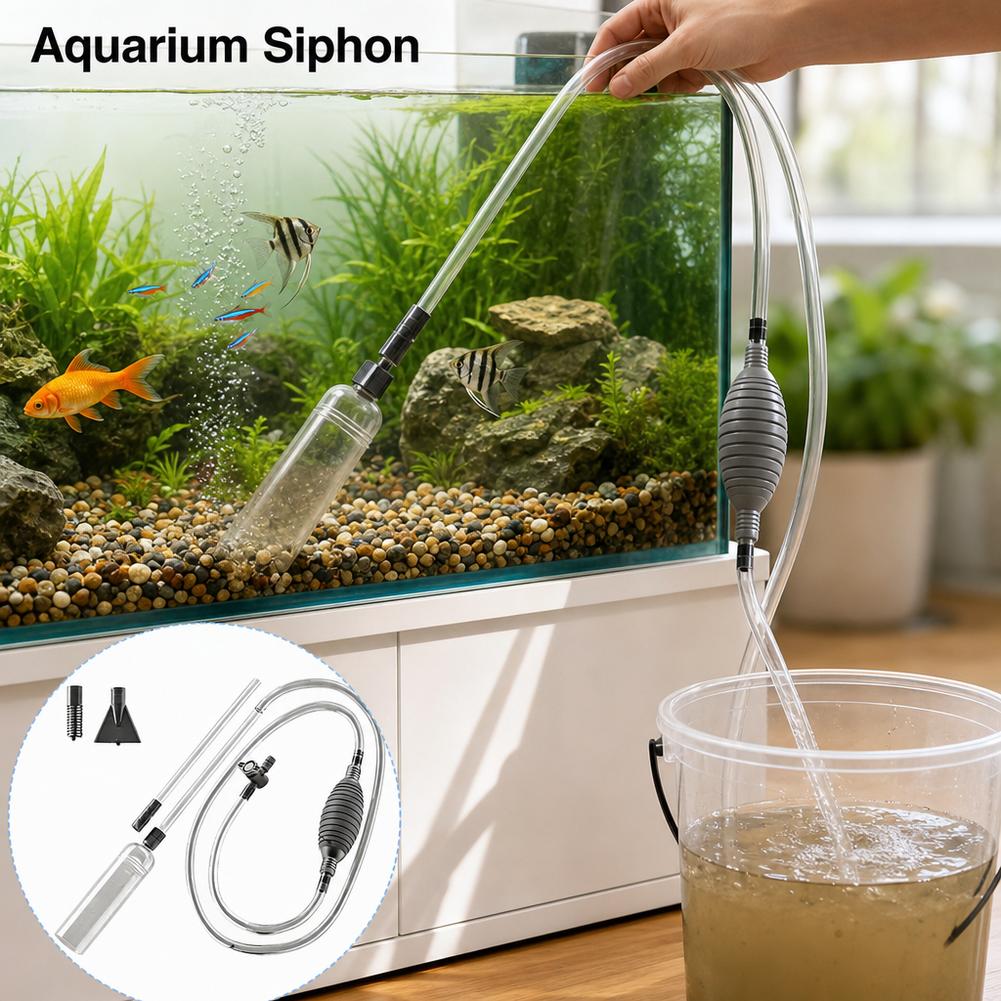 Aquarium Fish Tank Cleaner - Manueller Aquarium-Siphon Fischbecken-Wasserwechsler-Set Kiesreiniger Sandwaschpumpe Fischabfall-Saugrohr