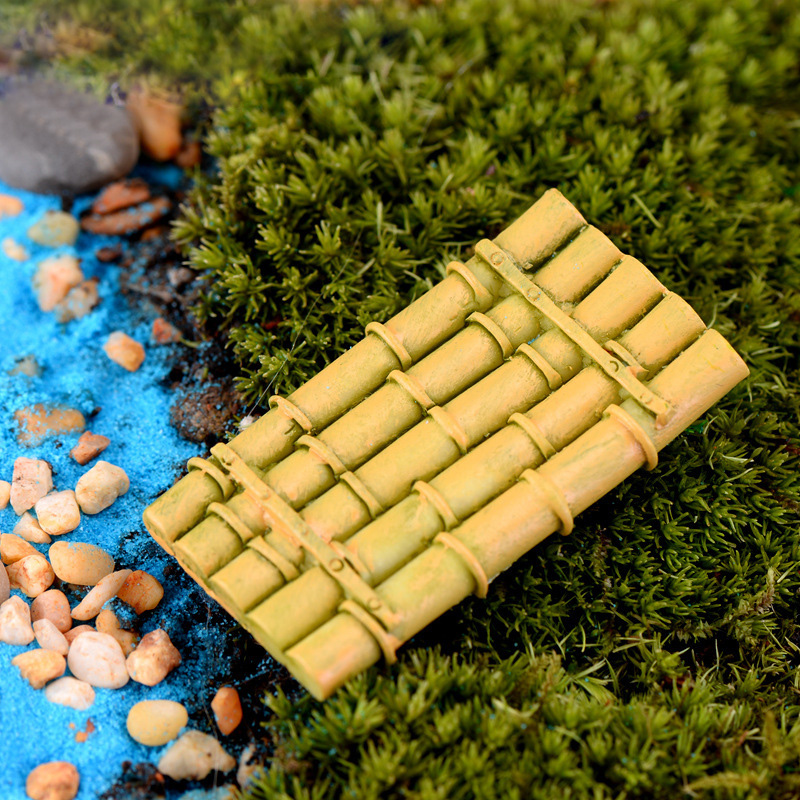 Aquarium Mini Fish - Simulations-Mini-Bambusfloß-Figur, Miniatur-Architektur, Dekorativ für DIY-Heimdekoration, Garten,