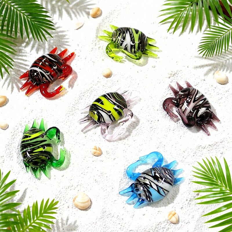 Aquarium Mini Fish - Handgefertigte Niedliche Mini-Glas-Krabbenfigur Winzige Meerestier-Statue für